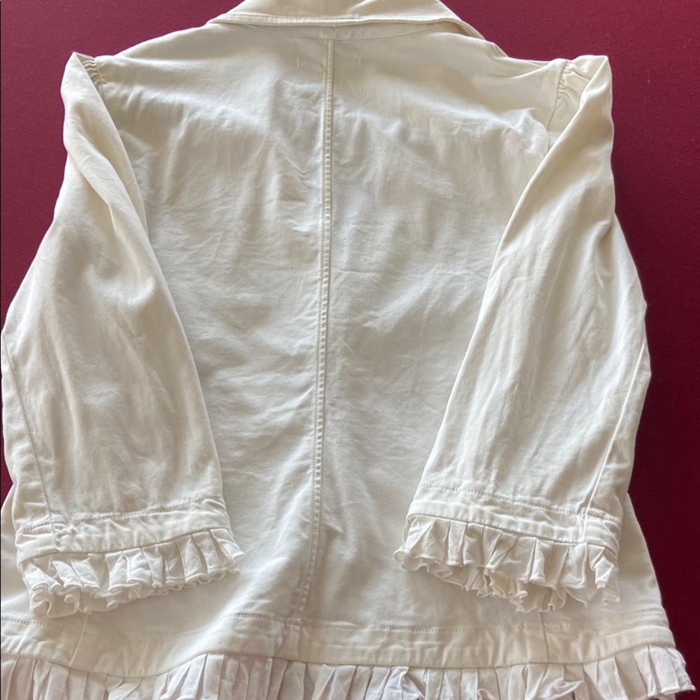 White Ruffled Women's Jacket - Picture 4 of 5